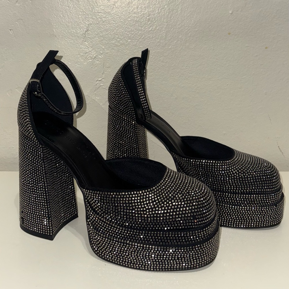 Forever 21 Black and Silver Platform Heels